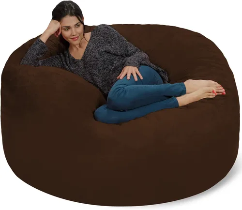 Vista 6 de Chill Sack Puf - Sillón gigante de espuma viscoelástica de 5 pies, sofá grande con funda de microfibra suave, color marrón