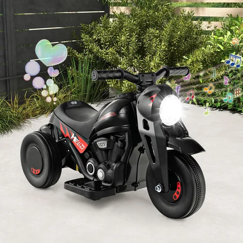 Vista 2 de Costzon Motocicleta para niños, motocicleta de 6 V con fabricante de burbujas, música, faro LED, adelante y atrás, motocicleta eléctrica de 3 ruedas