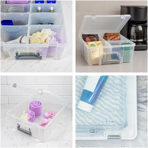 Vista 6 de Best Kept Super Satchel - Caja de doble compartimento profundo, almacenamiento de arte con 8 compartimentos extraíbles, cierre inteligente