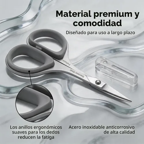 Vista 4 de PAFASON Tijeras de pelo facial con bigote para barba, punta redonda curvada