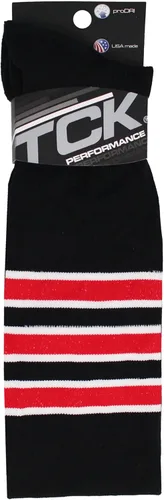 Vista 3 de TCK Dugout - Calcetines de béisbol a rayas por encima de la rodilla extra largos por encima de la rodilla para niños, niñas, hombres, mujeres