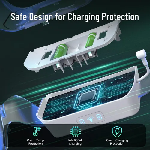 Vista 4 de Charging Dock Compatible with Oculus Quest 2 Accessories Magnetic Wireless Charging Stand with 2x2000mAh Touch Controller