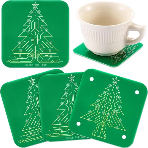 Vista 8 de Nuenen 4 Piezas de Posavasos de Tablero de Circuito PCB para Bebidas, Posavasos de Tablero de Circuito de Oro por Inmersión, Diseño de PCB