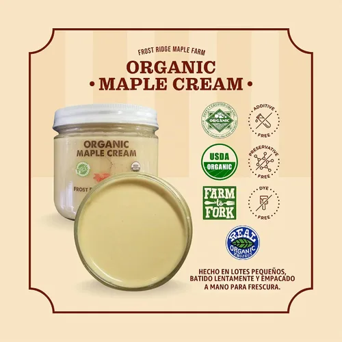 Vista 4 de Frost Ridge Maple Farm, Crema de arce orgánica, grado A, una libra (16 oz)