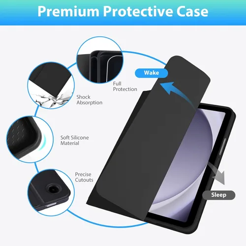 Vista 5 de Funda de teclado para Samsung Galaxy Tab A9 8.7" 2023, retroiluminación de 7 colores, funda de teclado inalámbrico desmontable con soporte para S