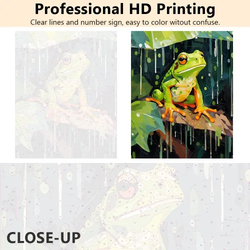 Vista 3 de TUMOVO Pintura por números para adultos y niños, rana sentada en una rama, pintura por números, pinturas al óleo, artes y manualidades, kits