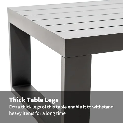 Vista 6 de Mesas de centro de patio para todo tipo de clima, mesa de centro rectangular de aluminio para exteriores, muebles de exterior para jardín, balcón