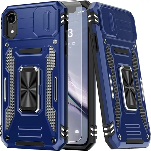 Vista 17 de MERRO Funda para iPhone 13 Pro con protector de pantalla, protección de cámara deslizante, funda resistente de grado militar con soporte magnético