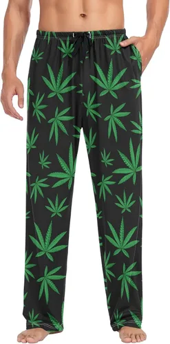 Vista 5 de Oyihfvs Pantalones de pijama para hombre pantalones rectos para dormir ropa de dormir con bolsillos