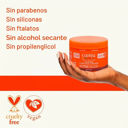 Vista 8 de Cantu Crema rizadora de coco con manteca de karité para cabello natural, 12 onzas