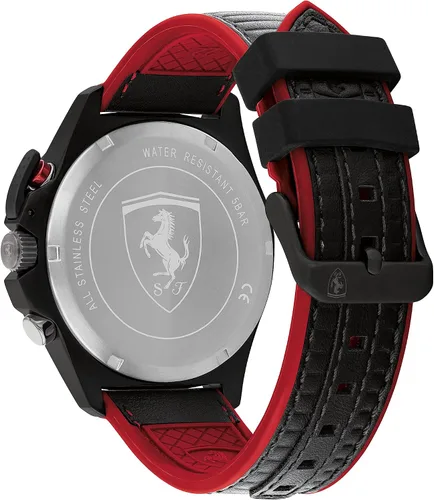 Vista 3 de Ferrari Scuderia Pilota Evo - Reloj cronógrafo de cuarzo para hombre acero inoxidable y correa de cuero color negro modelo 0830849 Negro - Reloj