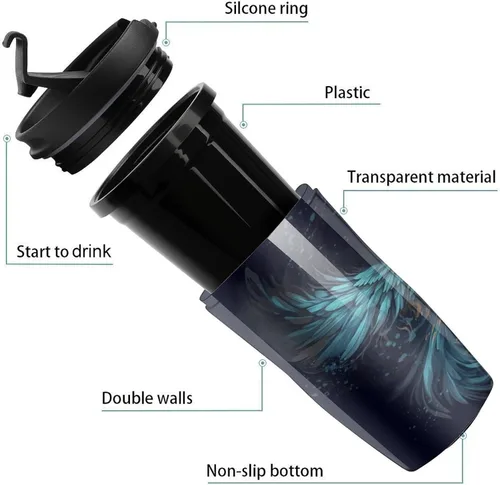 Vista 3 de Fire And Water Phoenix Coffee Cup Hot Coffee Travel Mug Reusable Iced Coffee Cups Double Heat Insulation Coffee Mug with Leak-Proof Lid Stylish