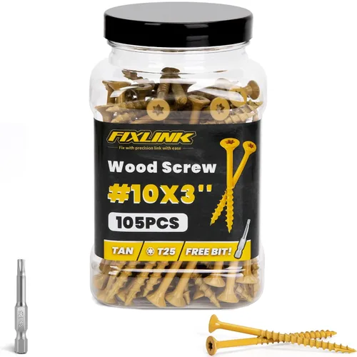 Vista 13 de Tornillos para madera de 2-1/2 pulgadas, tornillos para terraza FIXLINK #10 x 2-1/2", 310 piezas, recubiertos con epoxi, broca de estrella T25