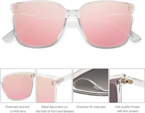 Vista 4 de SOJOS - Lentes de sol de gran tamaño, a la moda, para mujeres y hombres