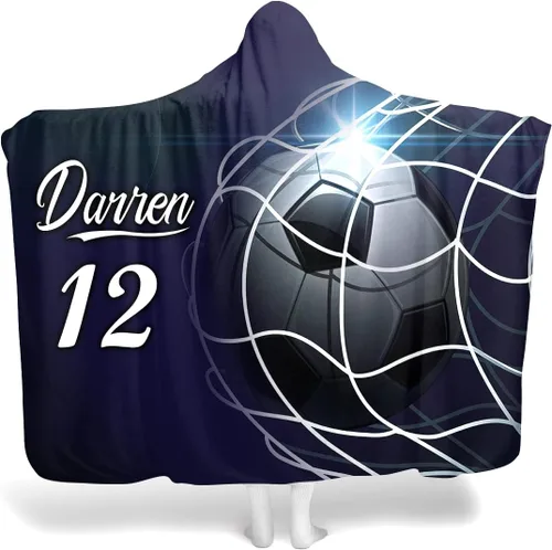 Vista 9 de Custom Soccer Hooded Blanket, Womens Soccer Hoodies Blanket, Ultra-Soft Warm Sherpa Wearable Blanket with Hood