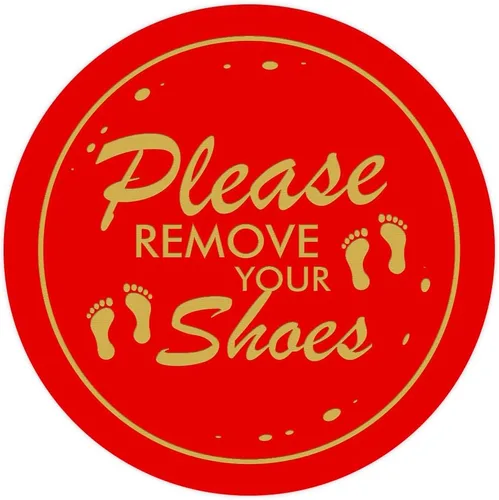 Vista 5 de All Quality Please Remove Shoes Circle Wall Door Sign - Negro (Pequeño)