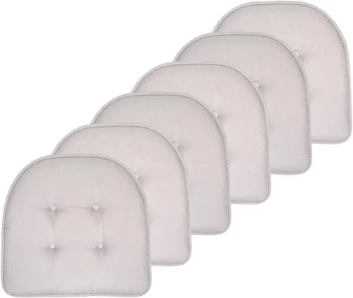 Vista 14 de Sweet Home Collection - Cojín de asiento de espuma viscoelástica y respaldo de caucho antideslizante con capitoné para silla, cojín en U, 17x16 Gris
