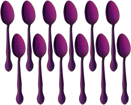 Vista 79 de Cucharas de sopa, cucharas redondas de acero inoxidable para caldo con borde de flor, juego de 12 piezas de acero inoxidable para café, azúcar