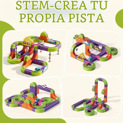 Vista 5 de Juego de tren eléctrico de 178 piezas para niños 3, riel mágico riel