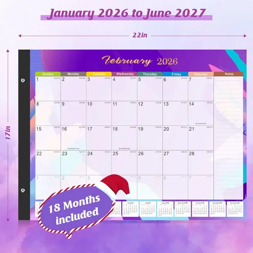 Vista 2 de Gannyfer Calendario de escritorio 2026-18 meses, calendario de escritorio grande, para usar ahora hasta diciembre de 2026, calendario de escritorio