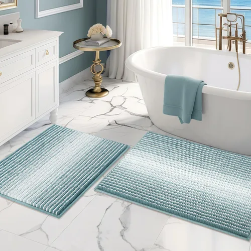 Vista 71 de BSICPRO Tapetes de baño de felpilla, 20 x 32 pulgadas, antideslizantes, absorbentes, suaves, peludos, para baño, lavables a máquina (salvia)