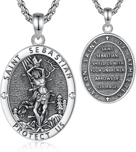 Vista 39 de Vito Collares de Santos de Plata de Ley 925 para Mujeres y Hombres, Colgante de San Miguel/Crucifijo/Caravaca/San Judas/Virgen María, Medalla