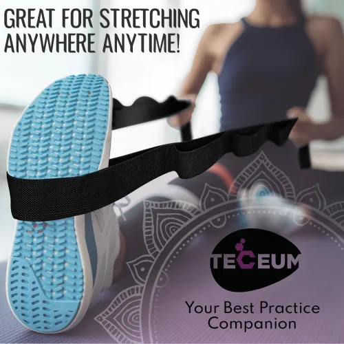Vista 8 de TECEUM Stretching Strap with 10 Loops for Physical Therapy & Rehab Non-Elastic Yoga Stretch Band for Hamstring, Leg, Hip & Knee Rehab, Pilates