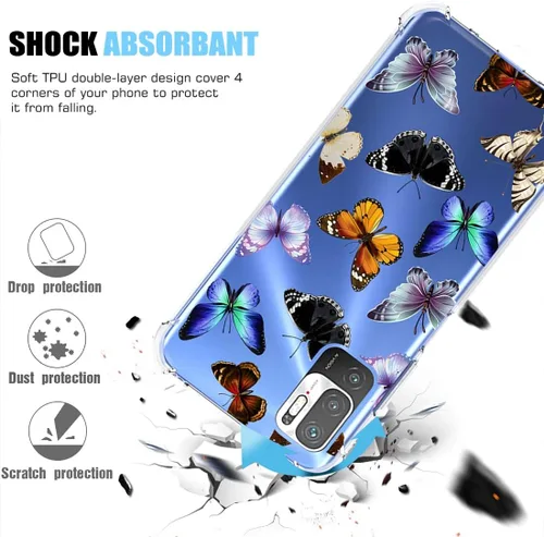 Vista 7 de Funda de teléfono para Redmi Note 10 5G/Poco M3 Pro/Redmi Note 10T 5G M2103K19G Funda para niñas y mujeres, funda protectora transparente de TPU