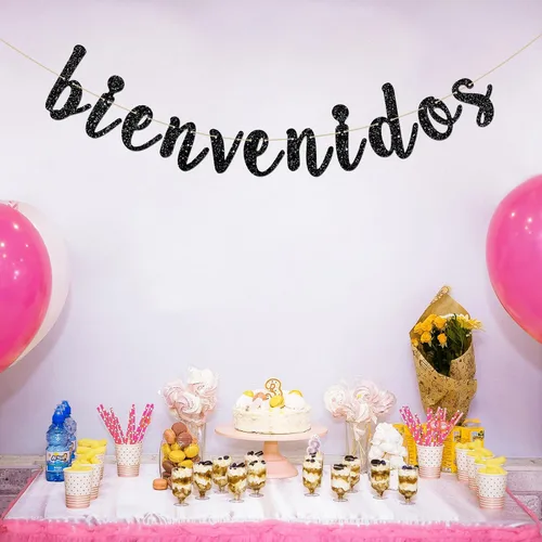 Vista 3 de INNORU Cartel de Bienvenidos - Decoración de fiesta mexicana de bienvenida - Cartel español para decoración de fiesta en el hogar - Suministros