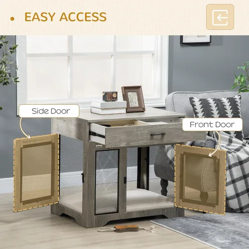 Vista 4 de PawHut Mueble de jaula para perros con cojín suave resistente al agua, mesa