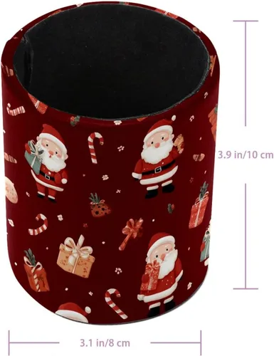 Vista 3 de Taza de PVC para escritorio, bastones de caramelo de Papá Noel rojo para organizador de bolígrafos de escritorio, soporte para brochas de maquillaje