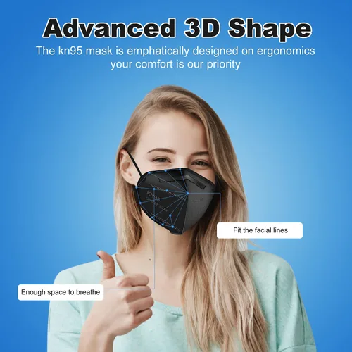 Vista 5 de YOTU Mascarillas KN95, 60 unidades, 5 capas de máscara antipolvo, eficiencia del filtro del 95%, adecuadas para el trabajo en casa, restaurantes