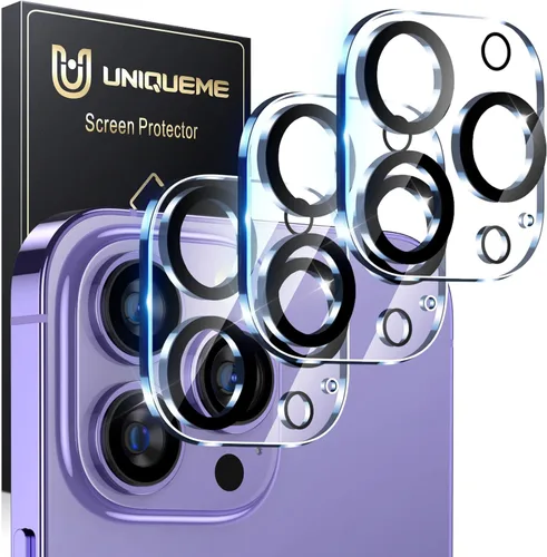 Vista 55 de UniqueMe para Paquete de 3 Protectores de Lente de Cámara para iPhone 15 Pro/iPhone 15 Pro Max, [Protección contra Caídas] [Compatible con Fundas]