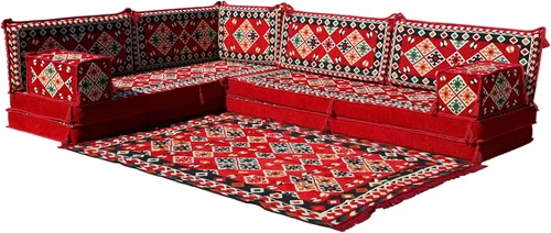 Vista 41 de arabicsofa Juego de asientos Jalsa en forma de L – Majlis árabe hecho a mano con almohadas de respaldo