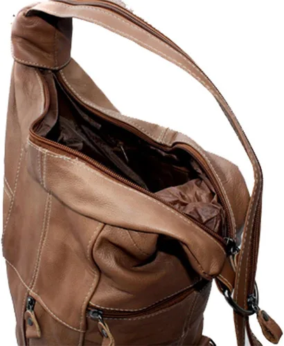 Vista 6 de Silver Fever - Mochila organizadora de cuero genuino, Marrón, Classic