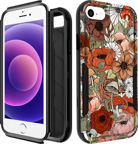 Vista 24 de Funda para iPhone SE 2020/2022/3ª generación, para iPhone 8/7, funda protectora resistente con diseño de flor linda para mujeres, hombres, niñas