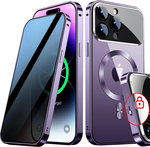 Vista 24 de Funda magnética de privacidad para iPhone 13 Pro, protección completa de la cámara, color negro [Mechanical Lock][Compatible with MagSafe]