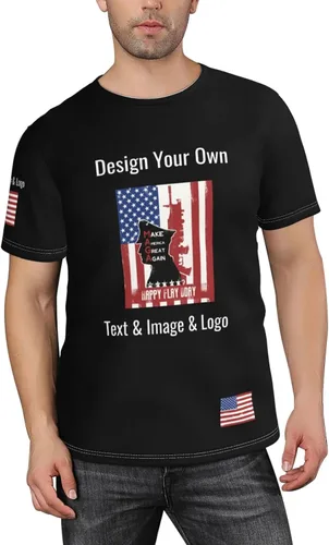 Vista 3 de Camisetas personalizadas para hombres y mujeres con logotipo, textofoto, camisas personalizadas que diseñan tus propias mangas delanteras y traseras