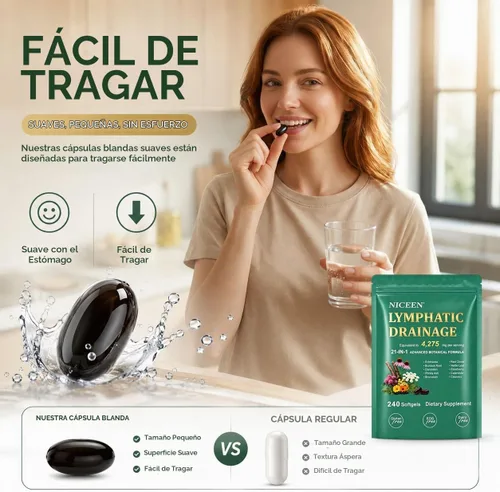 Vista 6 de Suplementos de drenaje linfático, complejo linfático de 480 cápsulas