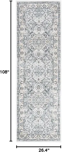 Vista 93 de SAFAVIEH - Colección Isabella, alfombra decorativa - 2'2" x 5', azul y crema, diseño oriental, no desprende pelusa y fácil cuidado, ideal para áreas