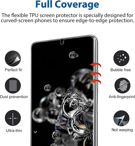 Vista 5 de Paquete de 2 protectores de pantalla de privacidad compatibles con Samsung Galaxy S20 Ultra 5G de 6.9 pulgadas, película de poliuretano