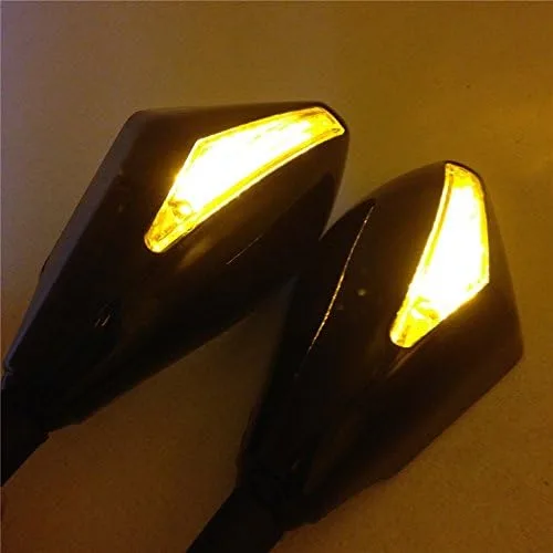 Vista 2 de SMT - Espejos laterales LED integrados compatibles con Universal Bike Gloss Black [B075VLFBVG]