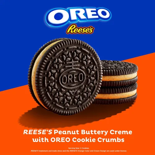 Vista 3 de OREO REESE'S Galletas sándwich de chocolate con crema de maní, 12.35 onzas (paquete de 2)