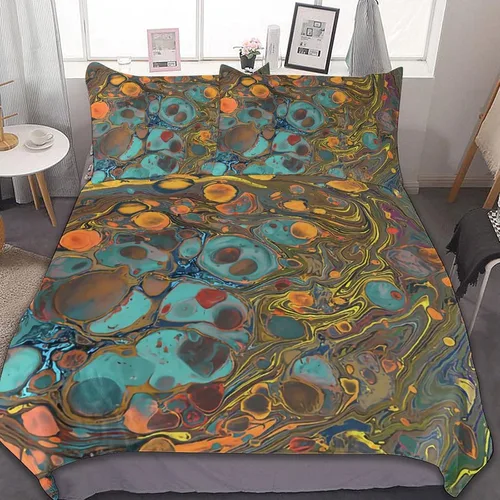 Vista 14 de Juego de 3 piezas de edredón neón que brilla en la oscuridad, funda de almohada de microfibra con cremallera para cama matrimonial, Queen