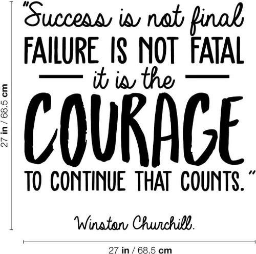 Vista 3 de Winston Churchill - Adhesivo decorativo para pared, diseño con frase motivacional para el hogar, entrenamiento, dormitorio, oficina, trabajo (negro)