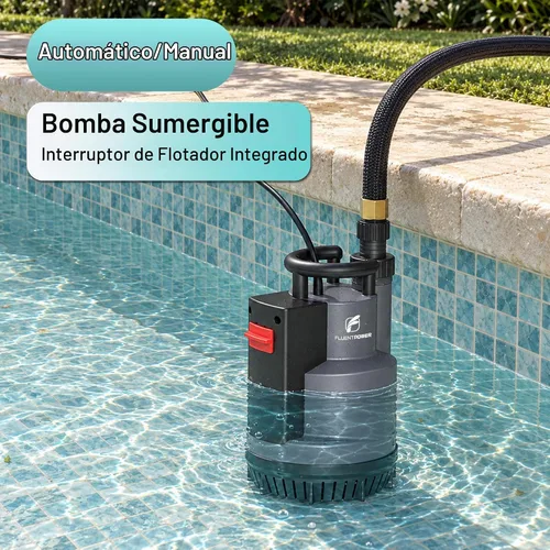 Vista 2 de FLUENTPOWER - Bomba de sumidero sumergible de 1/2 HP 2500 GPH, bomba de agua de utilidad, control automático/manual mediante interruptor de flotador
