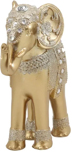 Vista 2 de Ebros Feng Shui - Figura decorativa de oro real con cristales, tronco arriba, estatua de elefante de 8.75 pulgadas de alto, Vastu 3D, zen, símbolo