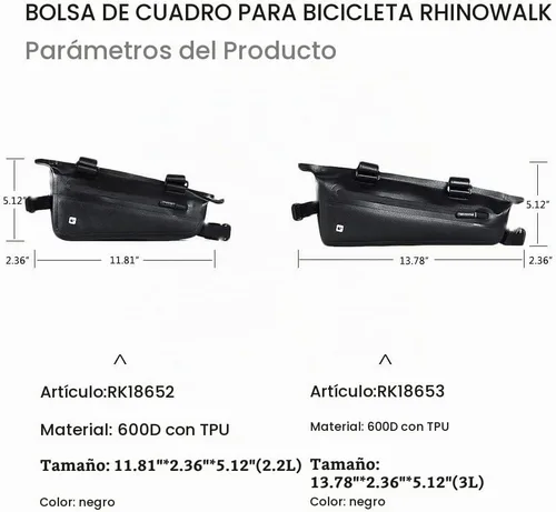 Vista 2 de Rhinowalk Accesorios Profesionales de Ciclismo - Bolsa Triangular Impermeable para el Marco de la Bicicleta, Bolsa para el Tubo Inferior