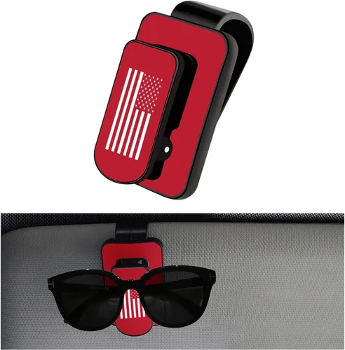 Vista 9 de Kewucn Soporte para Gafas de Sol para Visera de Coche, Soporte de Metal para Visera Automática con Estilo de Bandera de EE. UU., Clip Multifuncional