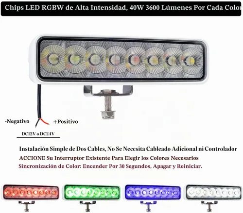 Vista 2 de RGBW - Luz LED para esparcidor de barcos, luces marinas impermeables para muelle de cubierta, 2 barras de luz de inundación de 6.7 pulgadas